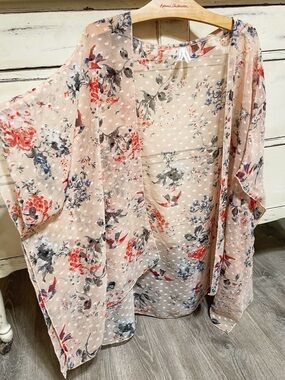 Blush Floral Sheer Kimono Cardigan